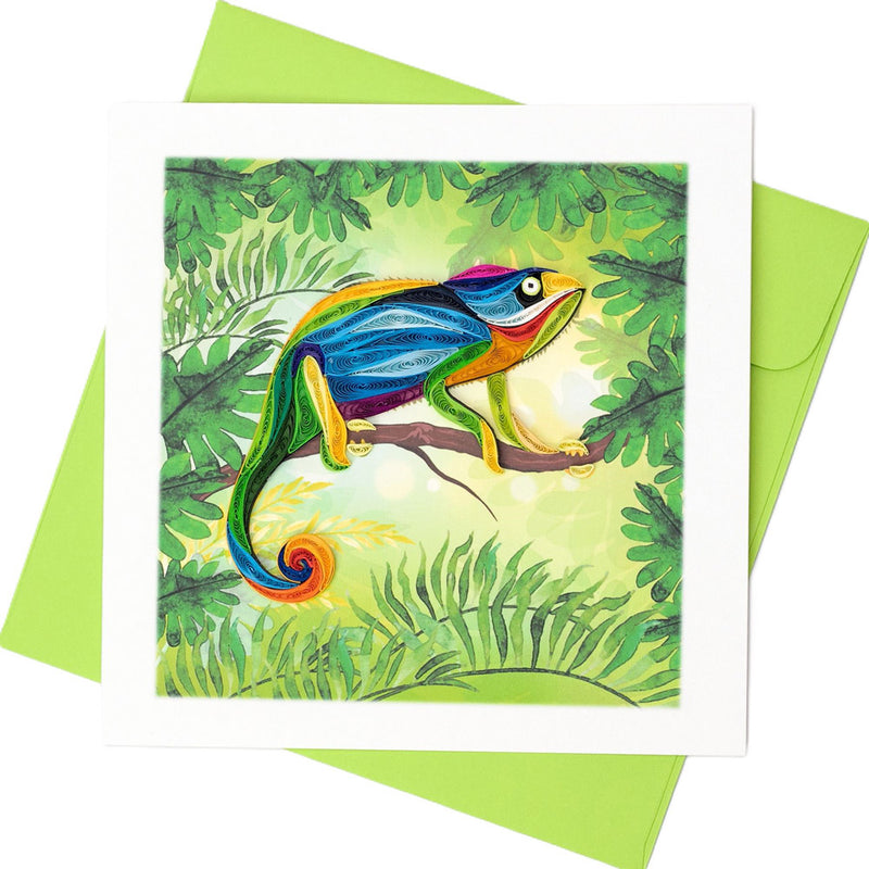 Quilled Chameleon Greeting Card (15x15cm)