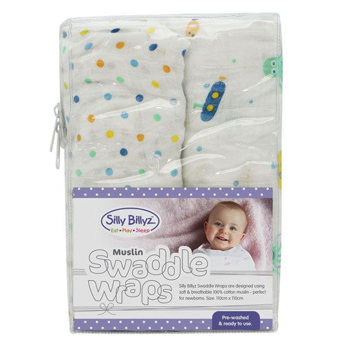 Muslin Gender Swaddle Wrap 2pk