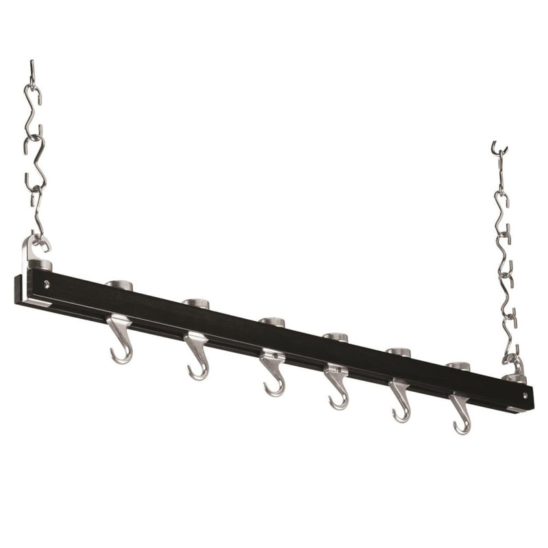 Single Bar Wooden Rack (Black/Chrome)