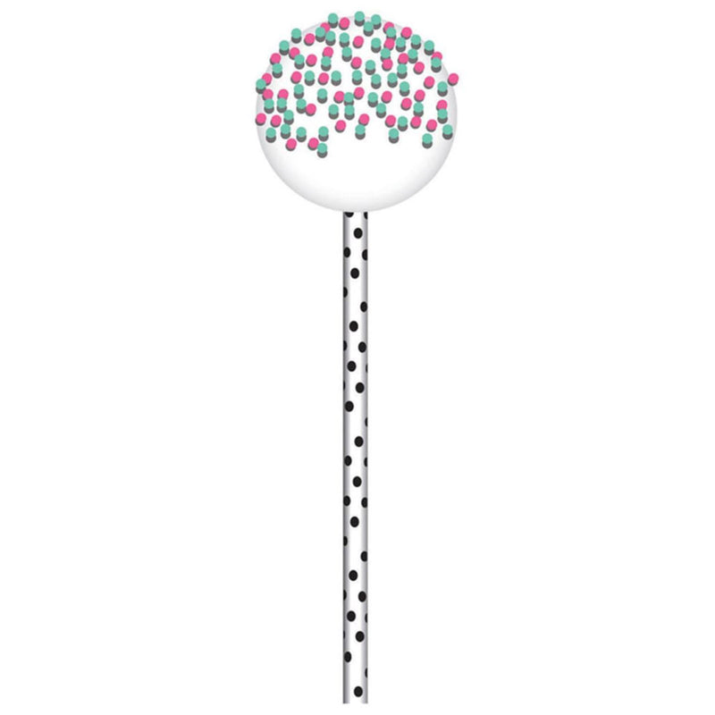 Cakepop Black-Dotted Sticks 15cm 24pk (Red)