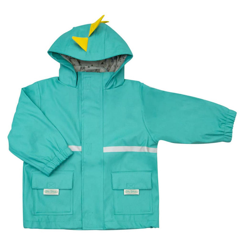 Silly Billyz Waterproof Jacket with Dino Hood (Aqua)