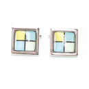 Square Button Cufflinks (Blue/White/Yellow)