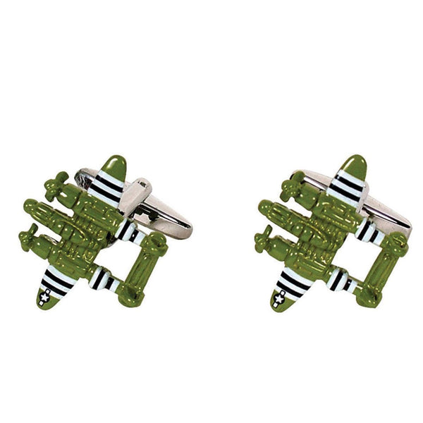 Twin Prop Fighter Plane Button Cufflinks