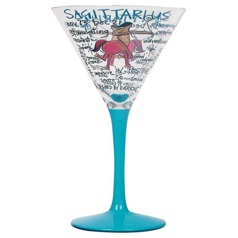 Zodiac Hand-Painted Martini Glass