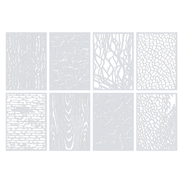 Textures Stencil and Rubbing Sheets A4 8pcs
