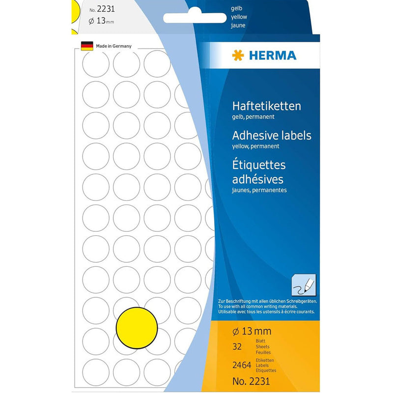 Herma Coloured Adhesive Dot Labels (Yellow)