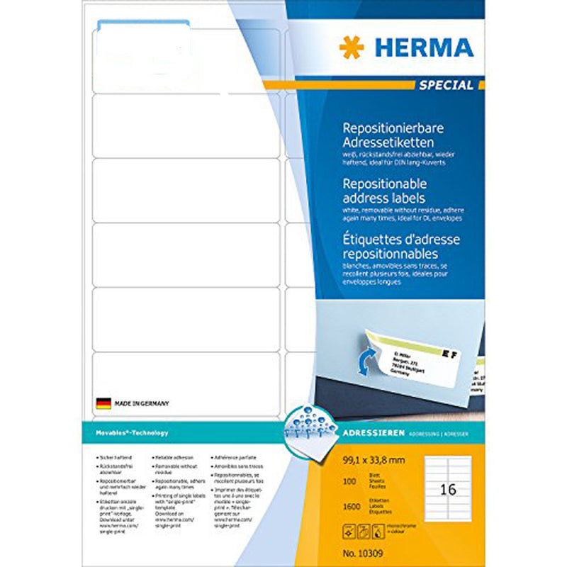 Herma Adhesive Address Labels A4 100pc (White)