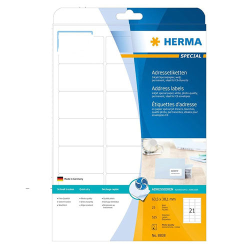 Herma Inkjet Address Labels A4 25pc (White)