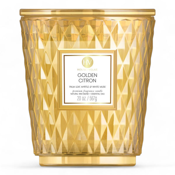 Golden Citron Coloured Glass Candle 595g