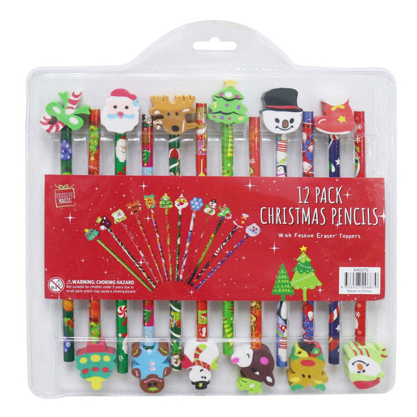 Xmas Pencils with Eraser Topper (Pack of 12)