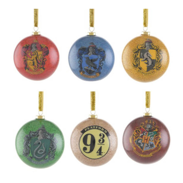 Harry Potter Hogwarts Christmas Glitter Baubles (Set of 6)