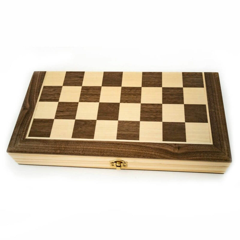 LPG Wooden Folding Chess Checkers Backgammon Set