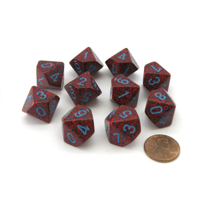 Jeu Chessex D10 polyédrique 10 matrices mouchetées