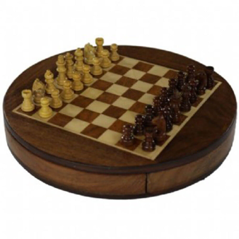 Beyton Magnetic Round Acacia Jeu d'échecs