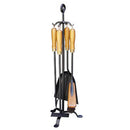 Ensemble d'outils d'incendie FireUp avec manche en bois et support