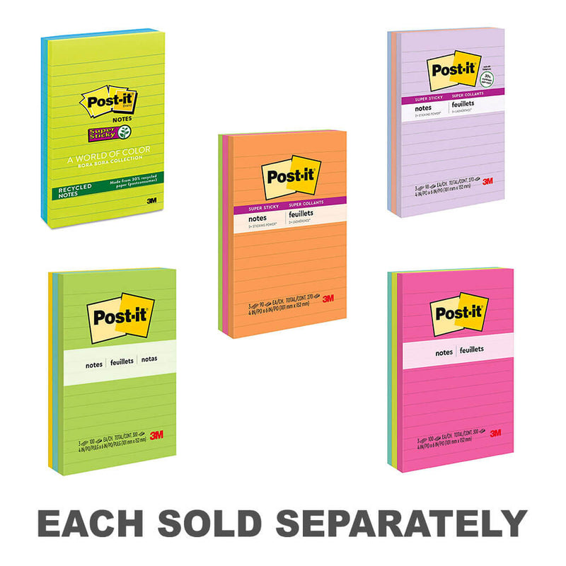 Post-it Notes 98x149mm Assorted (3pk)