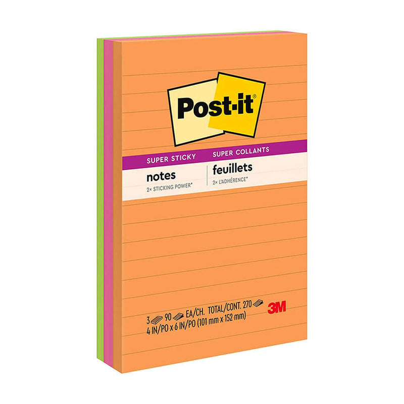 Notes Post-it 98x149mm assorties (paquet de 3)