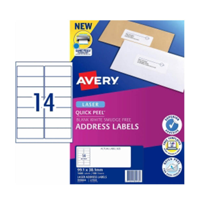 Avery Laser Étiquette d'adresse Blanc (100pk)