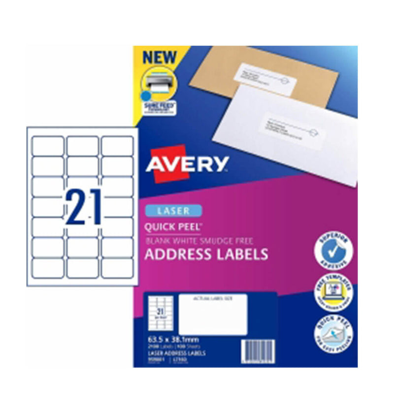 Avery Laser Étiquette d'adresse Blanc (100pk)