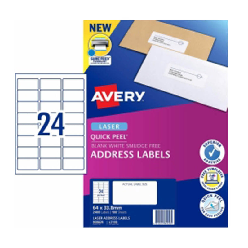 Avery Laser Étiquette d'adresse Blanc (100pk)