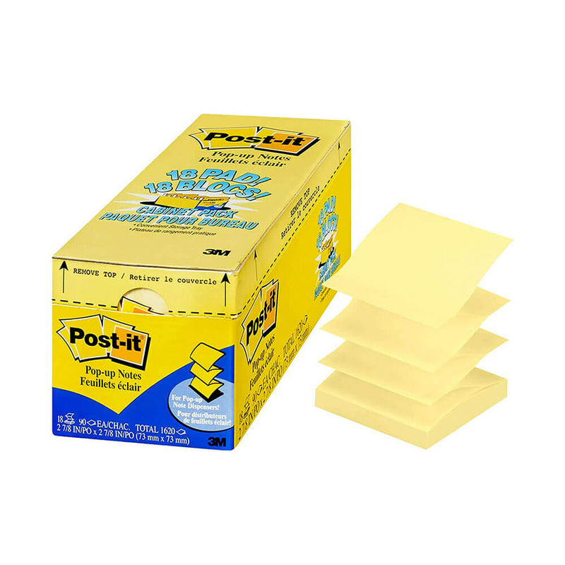 Post-it Cabinet Pack Notes Pop-up 76x76mm (18pk)
