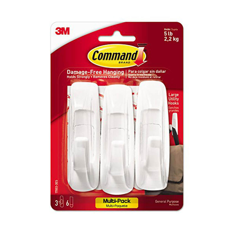 Command Hooks Value Pack 3 Hooks & 6 Strips (Large)