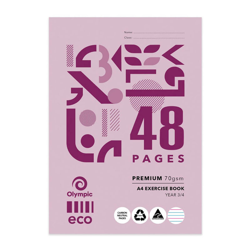Cahier d'exercices olympique A4 éco-recyclé de 48 pages, paquet de 20